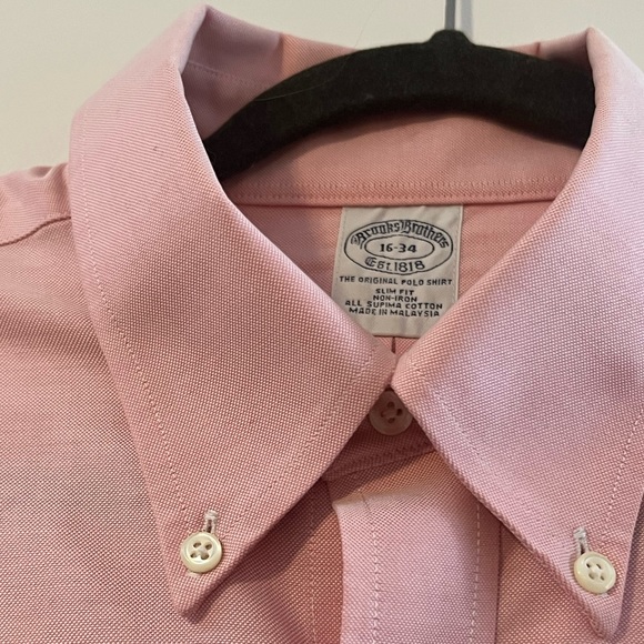Brooks Brothers Shirt Mens L 16-34 Pink Slim Fit Original  😍 - Picture 3 of 8